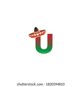 Letter U Mexican hat concept design illustration