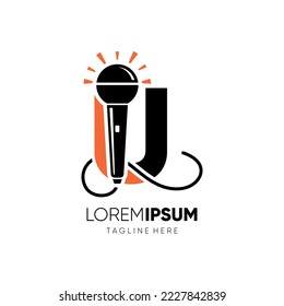 Letter U Microphone Logo Design Vector Icon Graphic Emblem Illustration