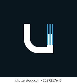 Letter U Minimal Business Logo With Triple Lines | Multicolor U Letter Small Typography Symbol