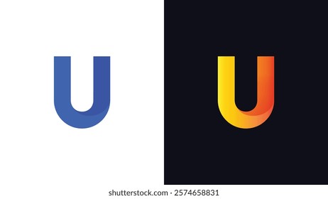 Letter U Minimal Business Logo With 3D Rounded Shadow | Gradient U Letter Typography Symbol