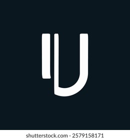 Letter U Minimal Business Logo With 3D Cut with Line | U Letter Typography Symbol