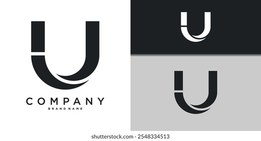 Letter U minimal logo icon design template elements. Premium Vector
