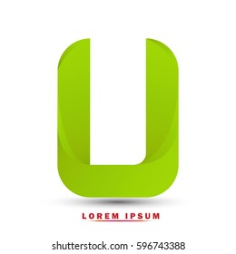 Letter U, Modern concept. elegant and simple typographic .Twisted gradient green