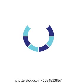 Letra U moderna, símbolo geométrico eléctrico simple vector logotipo