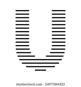 Letter U Modern Logo with Geometric Horizontal Stripe Line Pattern