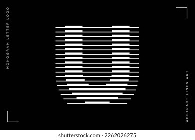 Logo de Monograma letra u líneas arte moderno abstracto