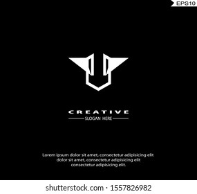 Letter U modern Logo icon monogram design. Vector graphic design template element. black background.