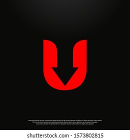 Letter U modern Logo icon monogram design. Vector graphic design template element. black background.