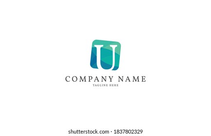 plantilla de logotipo cuadrado moderno de letra U