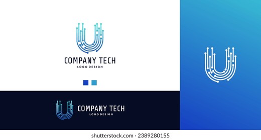 letter U modern for tech logo design. vector illustrator