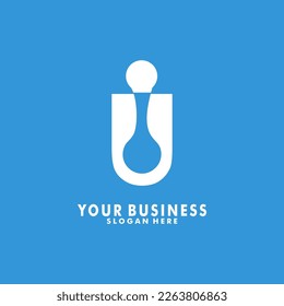 letter U with molecule in negative space logo vector