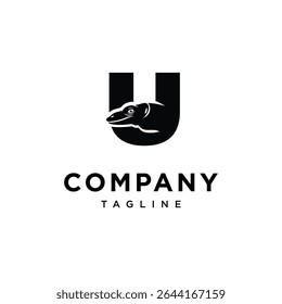 Letter U Monitor Lizard Logo Icon Vector