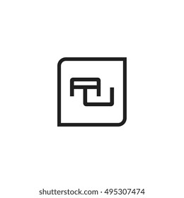 The letter A and U Monogram With Frame Square. Logo Design Template Black