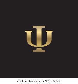 letter U and I monogram golden logo