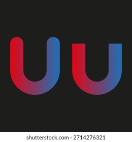 Letter U monogram. Gradient color Vector shape. Abstract initial alphabet. Black background element. EPS 10.