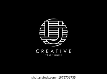 Letter U Monogram linked striped circle, Interesting concept looks abstract