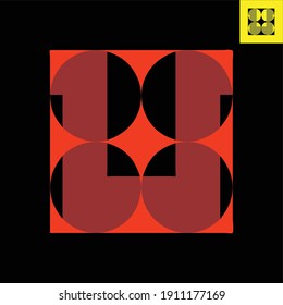 Letter U monogram logo design in Bauhaus art style. Vector logo in Eps 8.