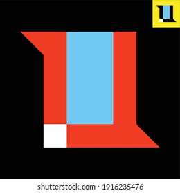Letter U monogram logo design in Bauhaus art style. Vector logo in Eps 8.