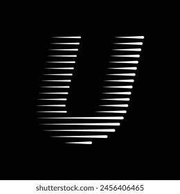 Letter U Monogram Logo Icon Geometric Horizontal Motion Speed Lines