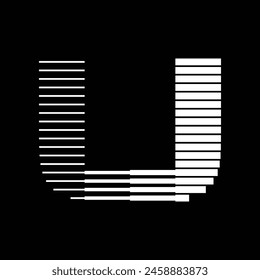 Letter U Monogram Logo Icon Geometric Horizontal Stripe Lines