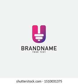 Letter U monogram minimalist style vector emblem. With barbell logo design graphic template. Love fitness logo template. fitness vector logo design for gym and fitness.