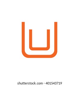 letter U and U monogram square shape logo orange