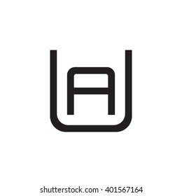 letter U and A monogram square shape logo black