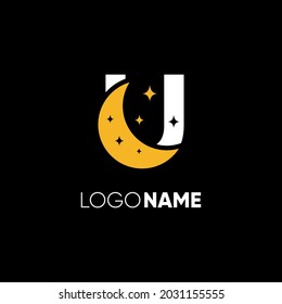 Letter U Moon Logo Design Vector Icon Graphic Illustration