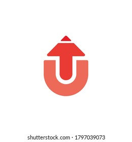 letter u up motion arrow simple geometric design logo vector