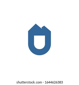 Diseño del logotipo de la montaña de la letra U simple
