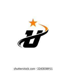 Letter U with moving star logo design.