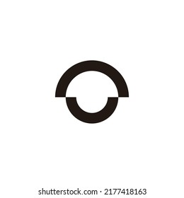 Letter U and n circle, outline geometric symbol simple logo vector