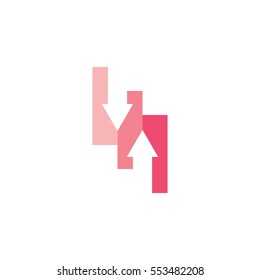 letter u and n with up and down arrow logo vector