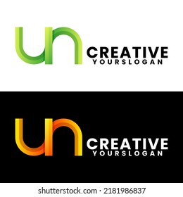 letter U and N gradient logo design