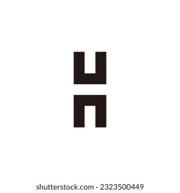 Letter u and n, letter H square geometric symbol simple logo vector