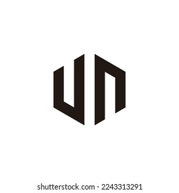 Letter u and n hexagon geometric symbol simple logo vector