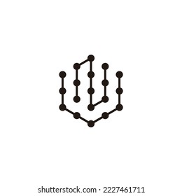 Letra U y N hexágono, moléculas símbolo geométrico simple vector logo