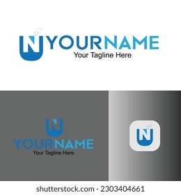Letter U N logo design, U and N branding design, abstract mark UN brand identity, logotype, tech related branding design, logo design vector and template.