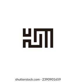 Letter U, N and m square geometric symbol simple logo vector