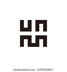 Letter U, n and m squares geometric symbol simple logo vector