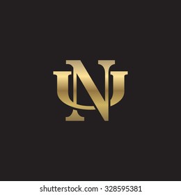 letter U and N monogram golden logo