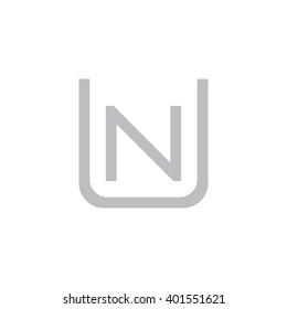 letter U and N monogram square shape logo gray