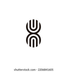 Letter U and n, number 8 outlines geometric symbol simple logo vector