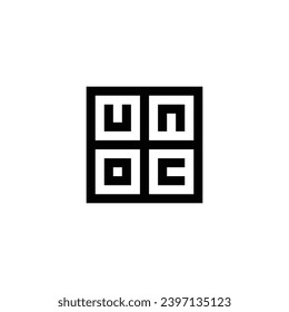 Letter U, n, o and c square geometric symbol simple logo vector