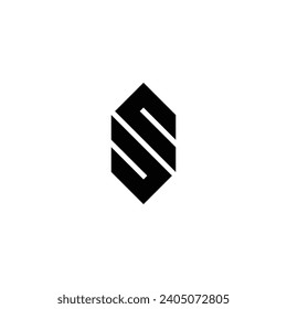 Letter u n s hexagon, gem geometric symbol simple logo vector