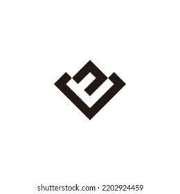 Letter U and n square geometric symbol simple logo vector