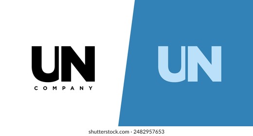 Letter U and N, UN logo design template. Minimal monogram initial based logotype.