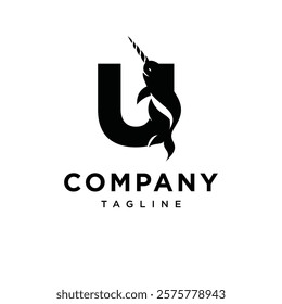 Letter U Narwhals Logo Icon Vector