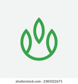 letter U nature eco green plant line logo design
