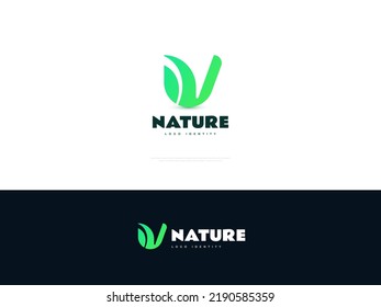 Letter U with Nature Leaf Logo Design. Initial U Logo or Icon with Nature Concept in Green Gradient. Vector Illustration